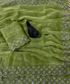 Pista Satin Saree with Zari Weaving & Siroski Border | RD TANISHKA