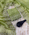 Pista Satin Saree with Zari Weaving & Siroski Border | RD TANISHKA