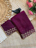 Plum Space Silk Jarkan Work Saree for Wedding & Party | RD TAMANAH