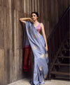 Powder Blue Banarasi Silk Saree | Ethnic Wear for Women