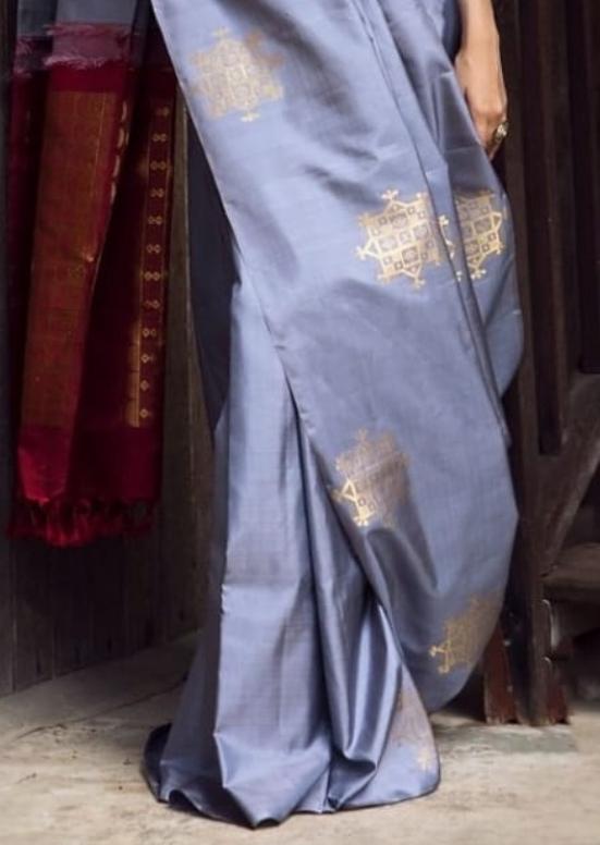 Powder Blue Banarasi Silk Saree | Ethnic Wear for Women