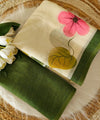 Premium Floral Printed Linen Cotton Saree - White | Daily Wear & Festive Wear
