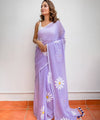 Premium Lavender Linen Cotton Saree with Daisy Floral Print | Daily Wear & Festive Wear