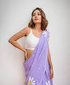 Premium Lavender Linen Cotton Saree with Daisy Floral Print | Daily Wear & Festive Wear
