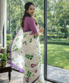 Premium Linen Cotton Floral Saree - White | Daily Wear & Festive Wear