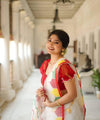 Premium Linen Cotton Printed Saree - White | Daily Wear & Festive Wear