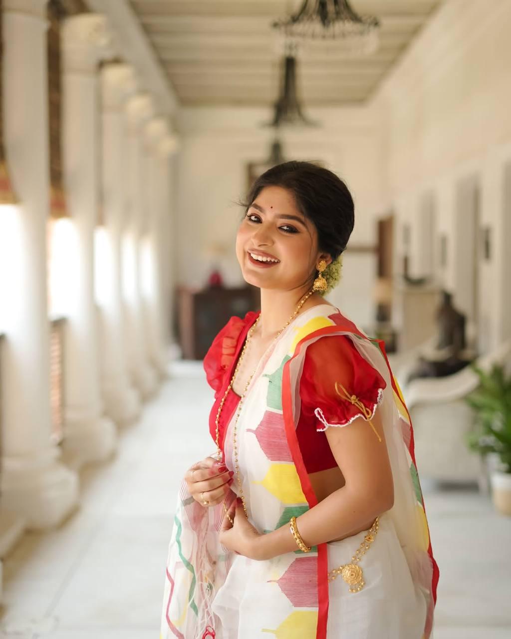 Premium Linen Cotton Printed Saree - White | Daily Wear & Festive Wear