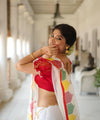 Premium Linen Cotton Printed Saree - White | Daily Wear & Festive Wear