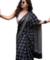 Premium Linen Cotton Saree - Black | Daily Wear & Festive Wear