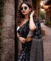 Premium Linen Cotton Saree - Black | Daily Wear & Festive Wear