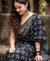 Premium Linen Cotton Saree - Black | Daily Wear & Festive Wear