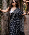 Premium Linen Cotton Saree - Black | Daily Wear & Festive Wear
