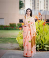 Premium Linen Cotton Saree - Peach | Daily Wear & Festive Wear