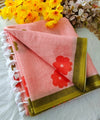 Premium Linen Cotton Saree - Peach | Daily Wear & Festive Wear