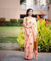 Premium Linen Cotton Saree - Peach | Daily Wear & Festive Wear
