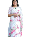 Premium Linen Cotton Saree - White | Daily Wear & Festive Wear