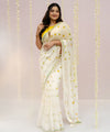 Premium Linen Cotton Saree - White | Daily Wear & Festive Wear