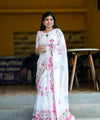 Premium Linen Cotton Saree - White | Daily Wear & Festive Wear