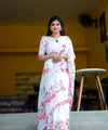 Premium Linen Cotton Saree - White | Daily Wear & Festive Wear