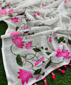 Premium Linen Cotton Saree - White | Daily Wear & Festive Wear