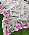 Premium Linen Cotton Saree - White | Daily Wear & Festive Wear