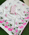 Premium Linen Cotton Saree - White | Daily Wear & Festive Wear