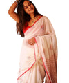 Premium Linen Cotton Saree with Contemporary Prints - White | Daily Wear & Festive Wear