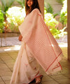 Premium Linen Cotton Saree with Contemporary Prints - White | Daily Wear & Festive Wear