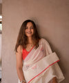 Premium Linen Cotton Saree with Contemporary Prints - White | Daily Wear & Festive Wear