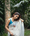 Premium Linen Cotton Saree with Contemporary Prints - White | Daily Wear & Festive Wear
