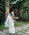 Premium Linen Cotton Saree with Contemporary Prints - White | Daily Wear & Festive Wear
