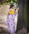Premium Linen Cotton Saree with Floral Butti and Zari Border - Purple | Daily Wear & Festive Wear