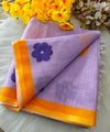 Premium Linen Cotton Saree with Floral Butti and Zari Border - Purple | Daily Wear & Festive Wear