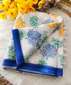 Premium Linen Cotton Saree with Floral Digital Print and Striped Pallu - White | Daily Wear & Festive Wear