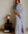 Premium Linen Cotton Saree with Floral Print - Multi | Daily Wear & Festive Wear