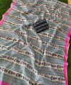 Premium Linen Cotton Saree with Floral Print - Multi | Daily Wear & Festive Wear