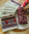 Premium Linen Cotton Saree with Kalamkari Inspired Borders - White | Daily Wear & Festive Wear