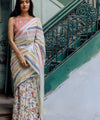 Premium Linen Cotton Saree with Mushroom Print & Striped Pallu - Multi | Daily Wear & Festive Wear