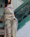 Premium Linen Cotton Saree with Mushroom Print & Striped Pallu - Multi | Daily Wear & Festive Wear