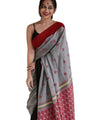 Premium Linen Cotton Saree with Traditional Butti Prints - Grey | Daily Wear & Festive Wear