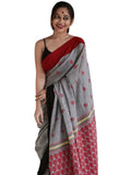 Premium Linen Cotton Saree with Traditional Butti Prints - Grey | Daily Wear & Festive Wear