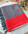 Premium Linen Cotton Saree with Traditional Butti Prints - Grey | Daily Wear & Festive Wear