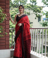 Premium Linen Cotton Saree with Traditional Butti Prints - Red | Daily Wear & Festive Wear