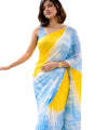 Premium Linen Cotton Shibori Tie-Dye Saree - Yellow | Daily Wear & Festive Wear