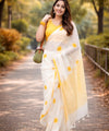 Premium Off-White Linen Cotton Saree | Daily Wear & Festive Wear