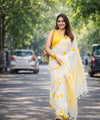 Premium Off-White Linen Cotton Saree | Daily Wear & Festive Wear