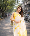 Premium Off-White Linen Cotton Saree | Daily Wear & Festive Wear