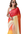 Premium Ombre Linen Cotton Saree in Multi - Sunset Shade | Daily Wear & Festive Wear
