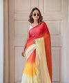 Premium Ombre Linen Cotton Saree in Multi - Sunset Shade | Daily Wear & Festive Wear