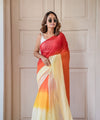 Premium Ombre Linen Cotton Saree in Multi - Sunset Shade | Daily Wear & Festive Wear